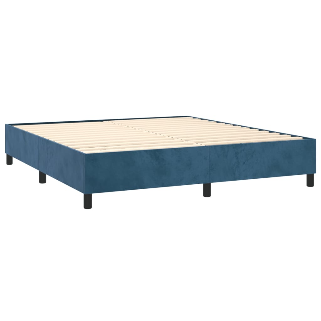 vidaXL Cama box spring con colchón terciopelo azul oscuro 160x200 cm