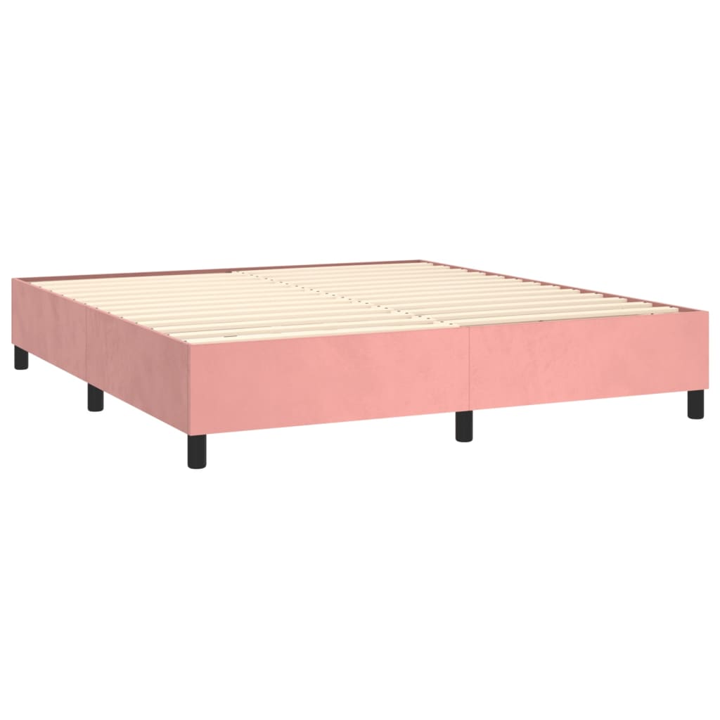 vidaXL Cama box spring con colchón terciopelo rosa 160x200 cm