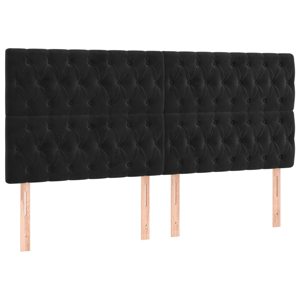 vidaXL Cama box spring con colchón terciopelo negro 180x200 cm