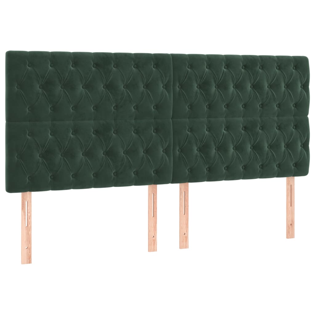 vidaXL Cama box spring con colchón terciopelo verde oscuro 180x200 cm