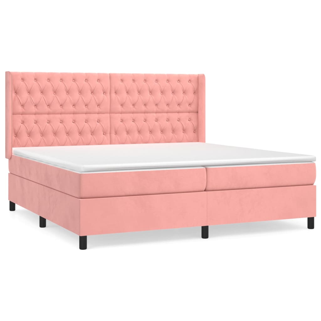 vidaXL Cama box spring con colchón terciopelo rosa 200x200 cm