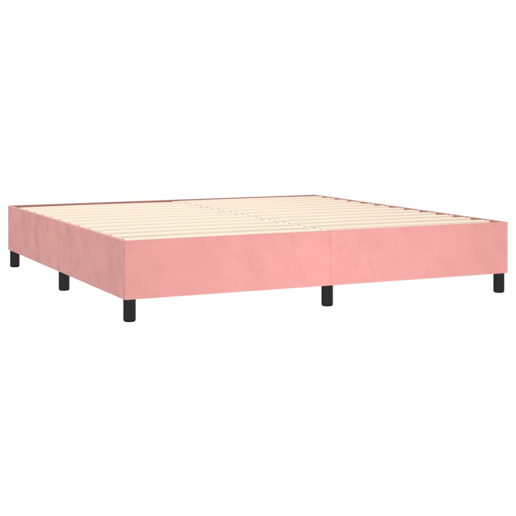 vidaXL Cama box spring con colchón terciopelo rosa 200x200 cm