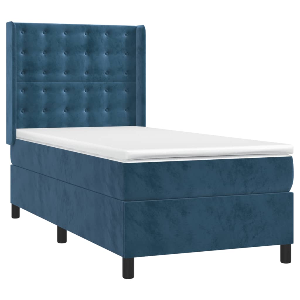 vidaXL Cama box spring con colchón terciopelo azul oscuro 90x200 cm