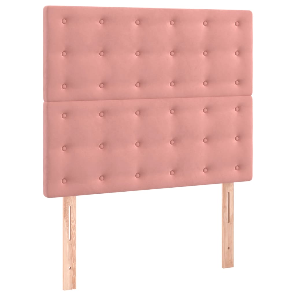 vidaXL Cama box spring con colchón terciopelo rosa 90x200 cm