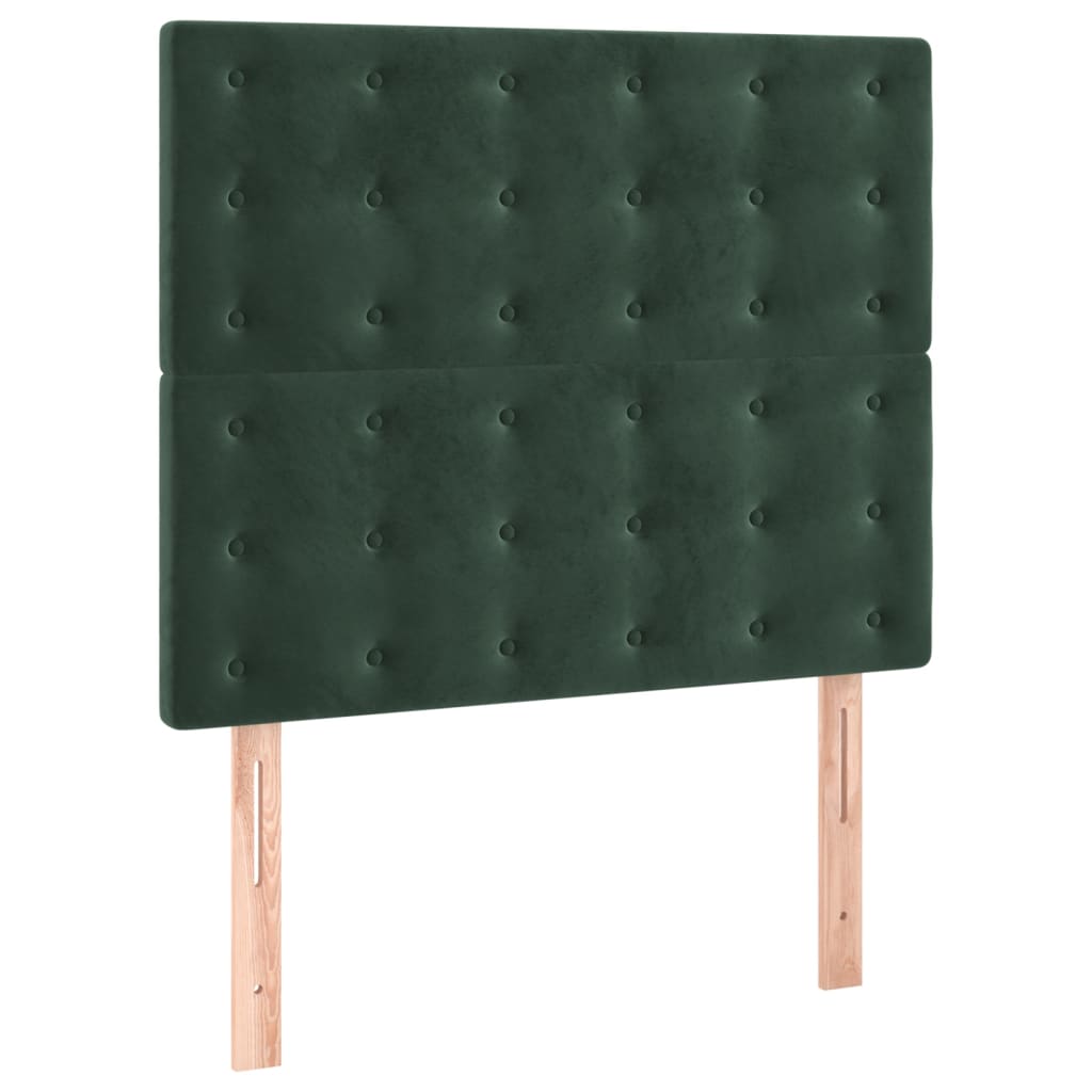 vidaXL Cama box spring con colchón terciopelo verde oscuro 100x200 cm