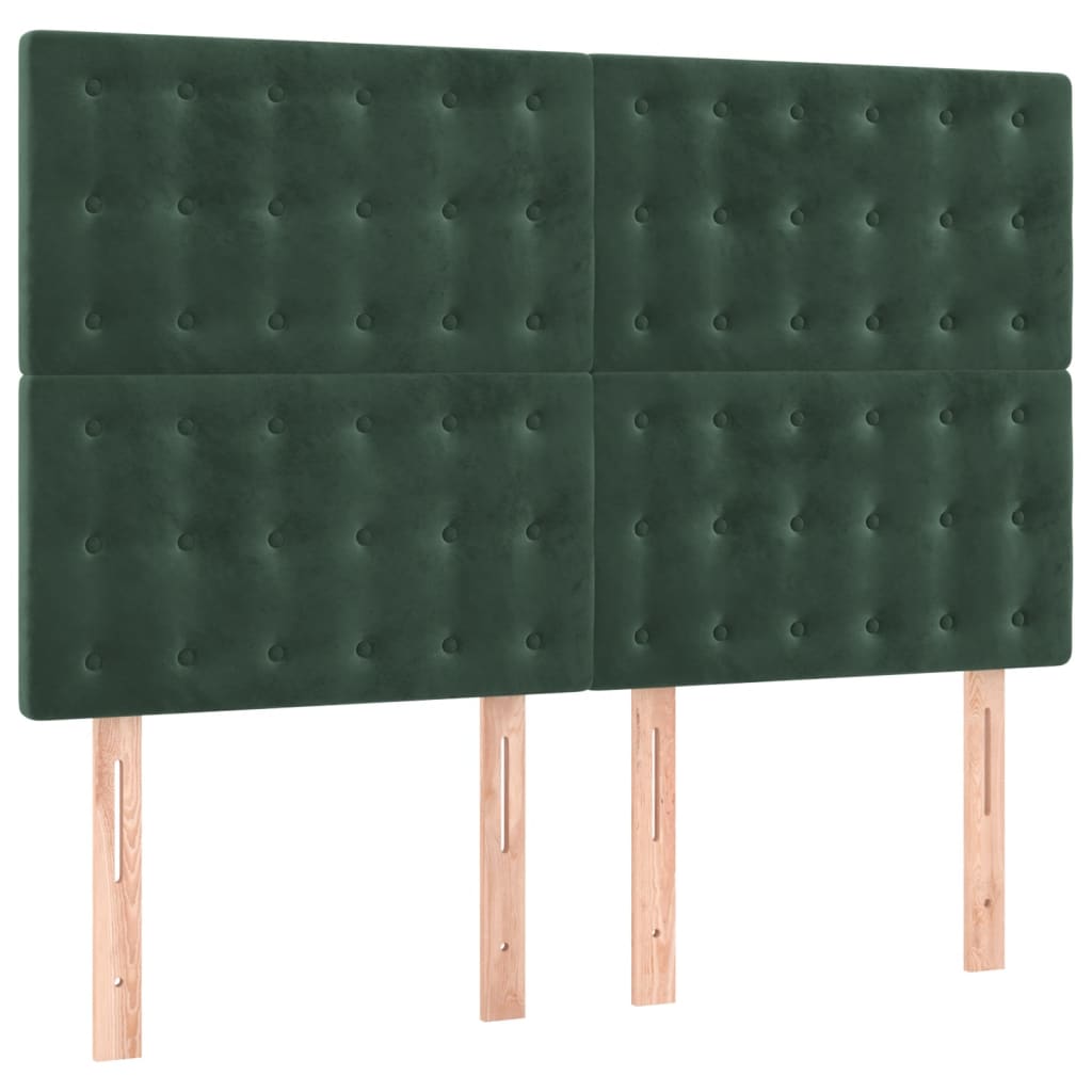 vidaXL Cama box spring con colchón terciopelo verde oscuro 140x190 cm