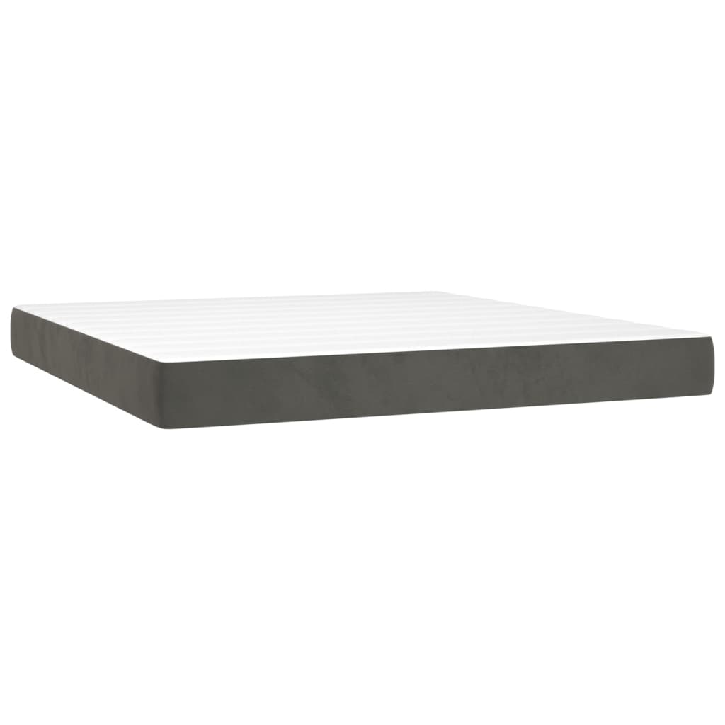 vidaXL Cama box spring con colchón terciopelo gris oscuro 160x200 cm