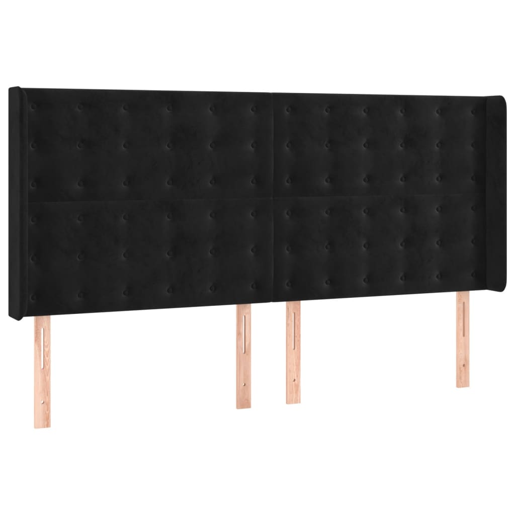 vidaXL Cama box spring con colchón terciopelo negro 160x200 cm