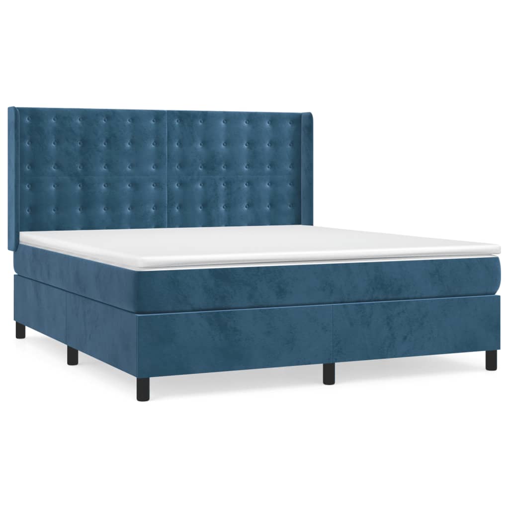 vidaXL Cama box spring con colchón terciopelo azul oscuro 180x200 cm