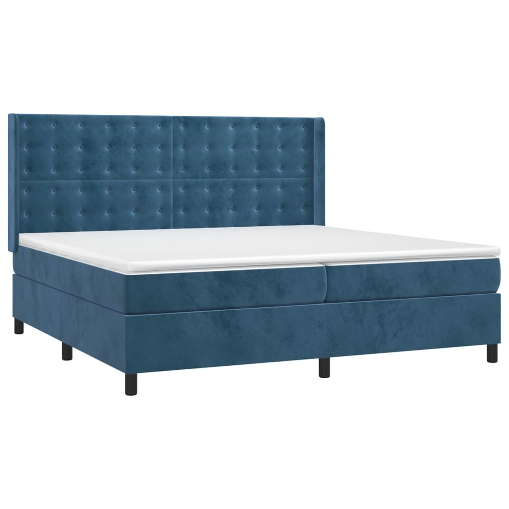 vidaXL Cama box spring con colchón terciopelo azul oscuro 200x200 cm