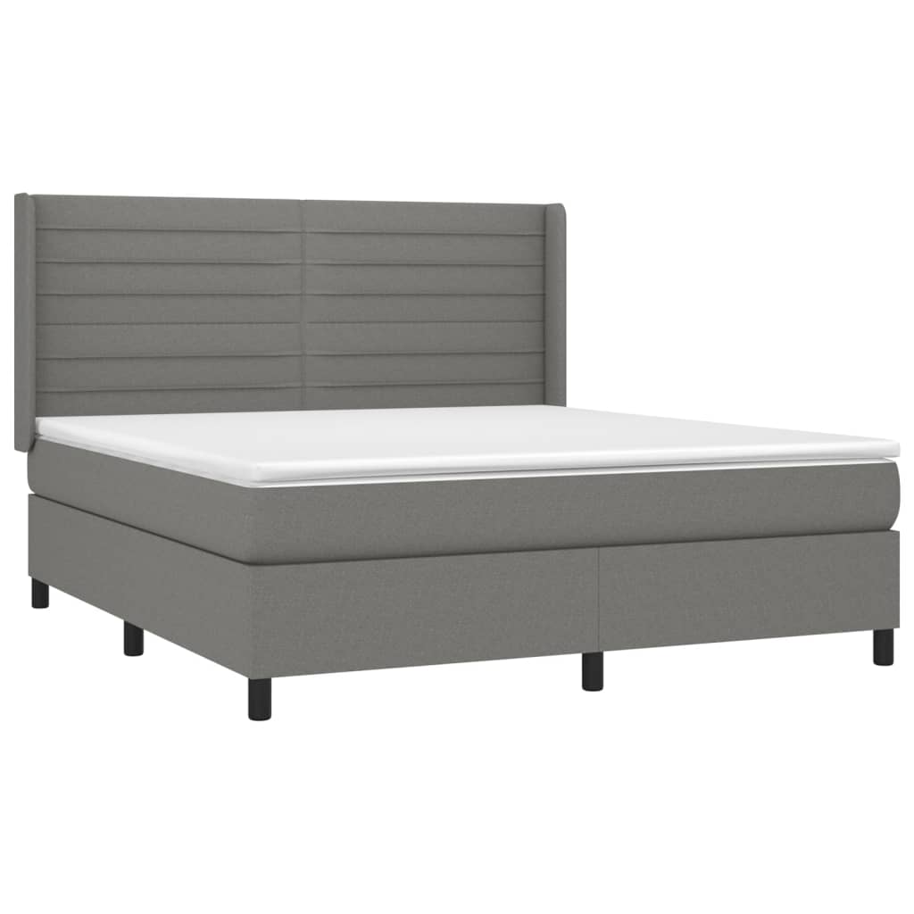 vidaXL Cama box spring colchón y luces LED tela gris oscuro 160x200 cm