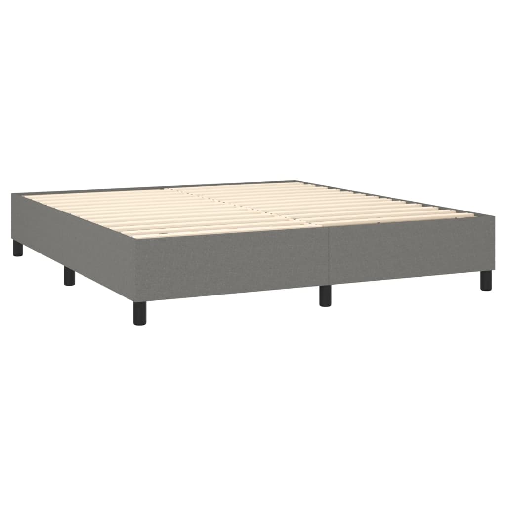 vidaXL Cama box spring colchón y luces LED tela gris oscuro 160x200 cm