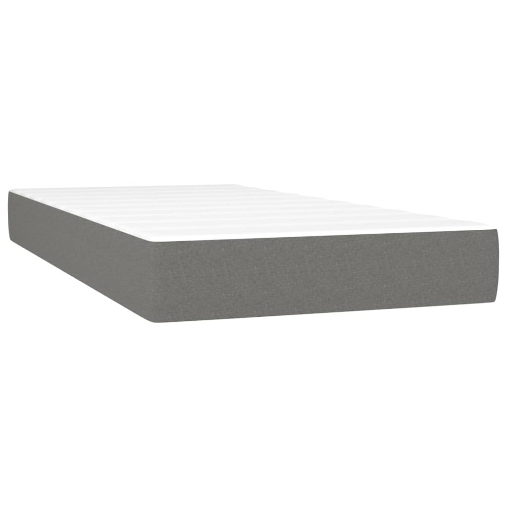 vidaXL Cama box spring colchón y luces LED tela gris oscuro 80x200 cm