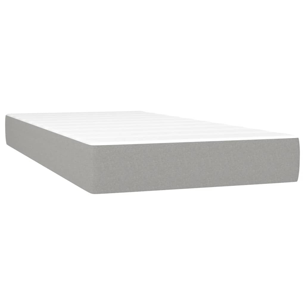 vidaXL Cama box spring colchón y luces LED tela gris claro 90x190 cm