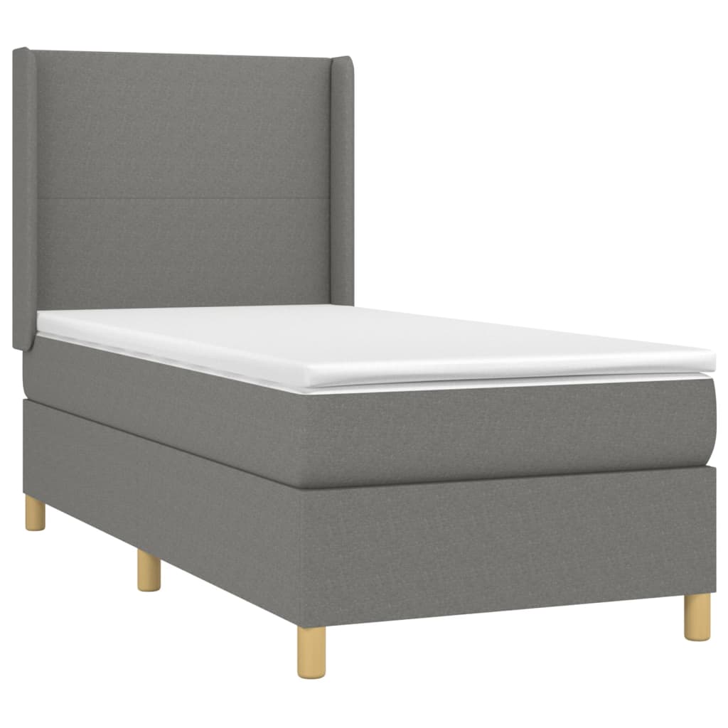 vidaXL Cama box spring colchón y luces LED tela gris oscuro 80x200 cm