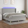 vidaXL Cama box spring colchón y luces LED tela gris claro 160x200 cm