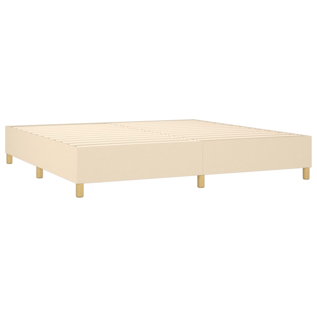 vidaXL Cama box spring colchón y luces LED tela crema 200x200 cm