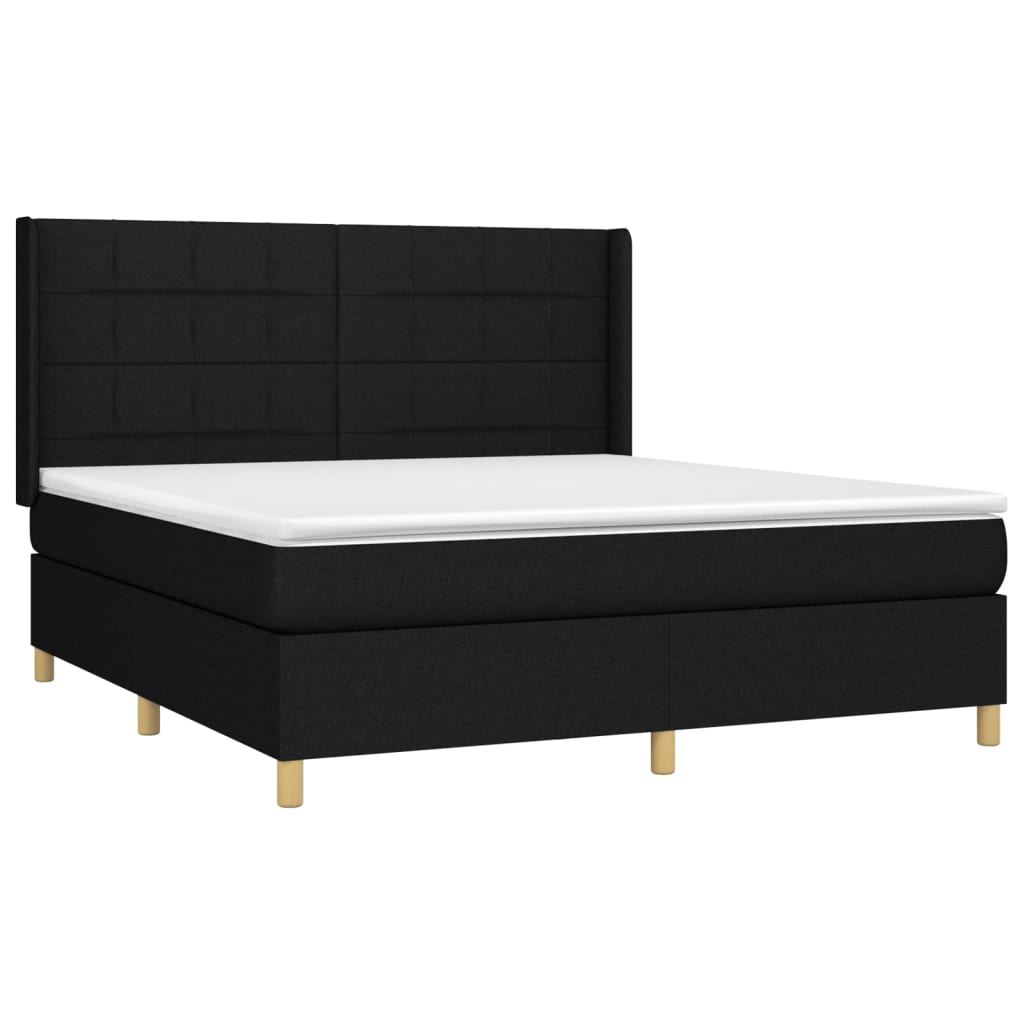 vidaXL Cama box spring colchón y luces LED tela negro 160x200 cm