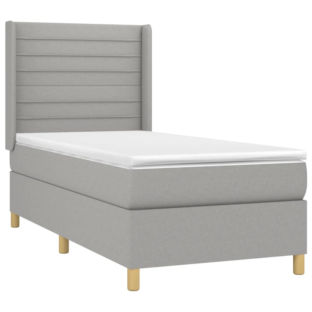 vidaXL Cama box spring colchón y luces LED tela gris claro 80x200 cm