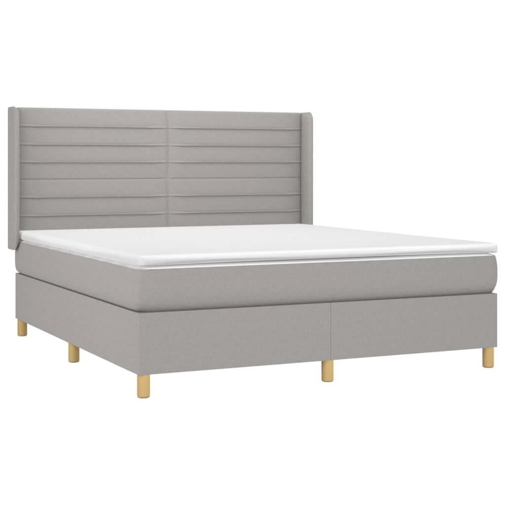 vidaXL Cama box spring colchón y luces LED tela gris claro 160x200 cm