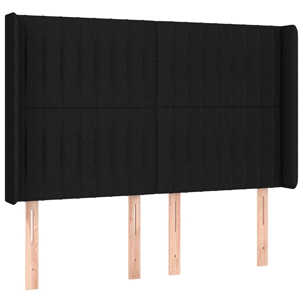 vidaXL Cama box spring colchón y luces LED tela negro 140x190 cm