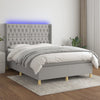 vidaXL Cama box spring colchón y luces LED tela gris claro 140x190 cm