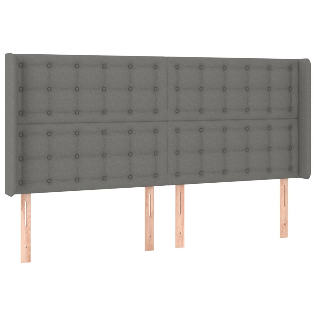 vidaXL Cama box spring colchón y luces LED tela gris oscuro 160x200 cm