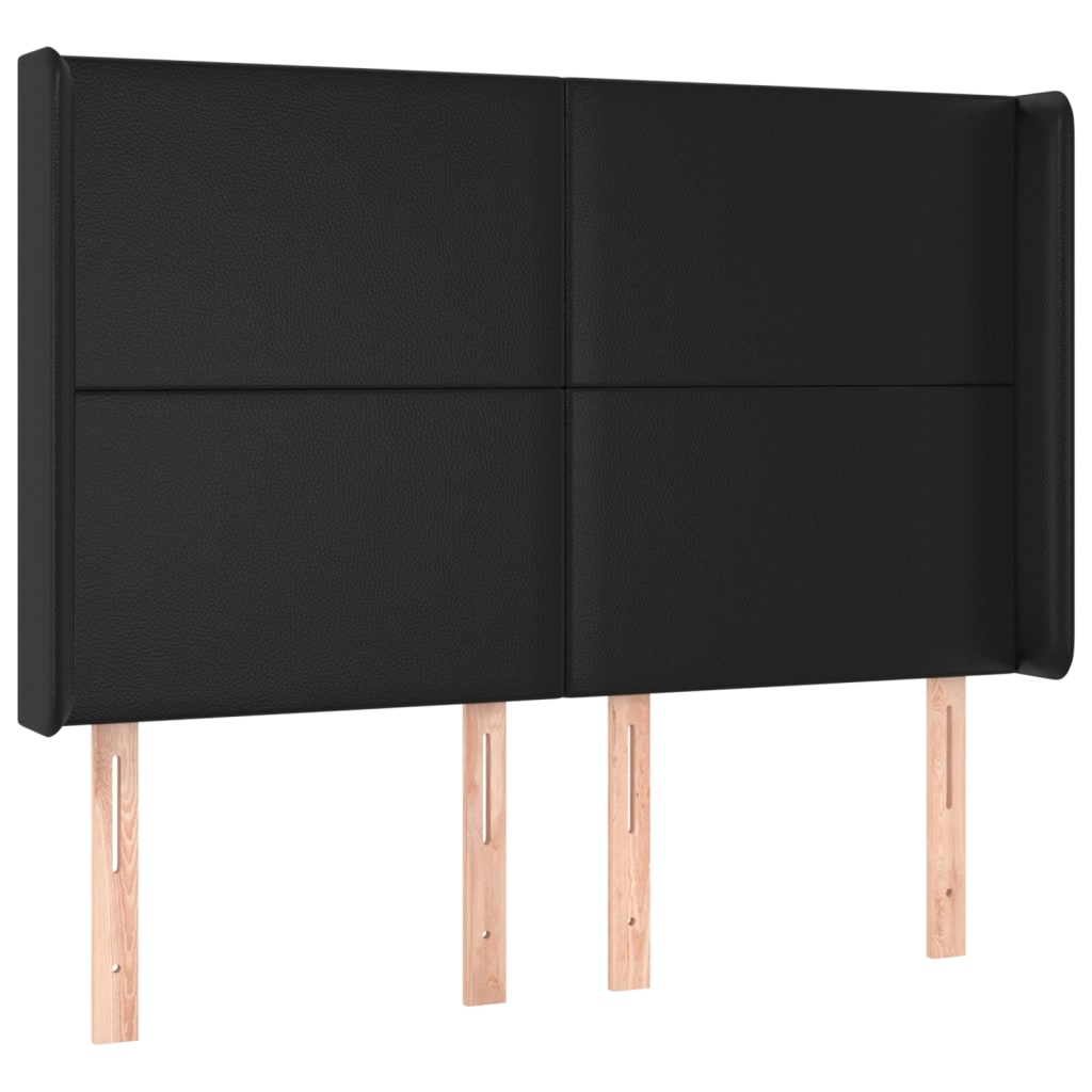 vidaXL Cama box spring colchón y LED cuero sintético negro 140x190 cm