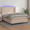 vidaXL Cama box spring colchón LED cuero sintético capuchino 140x200cm