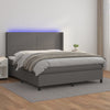 vidaXL Cama box spring colchón y LED cuero sintético gris 160x200 cm