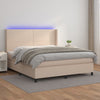 vidaXL Cama box spring colchón LED cuero sintético capuchino 180x200cm