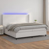 vidaXL Cama box spring colchón y LED cuero sintético blanco 200x200 cm