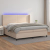 vidaXL Cama box spring colchón LED cuero sintético capuchino 200x200cm