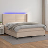 vidaXL Cama box spring colchón LED cuero sintético capuchino 180x200cm