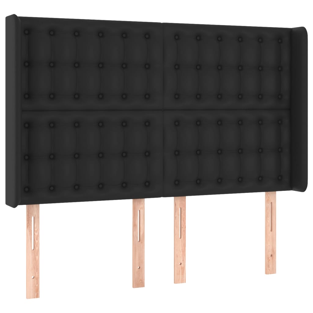 vidaXL Cama box spring colchón y LED cuero sintético negro 140x190 cm