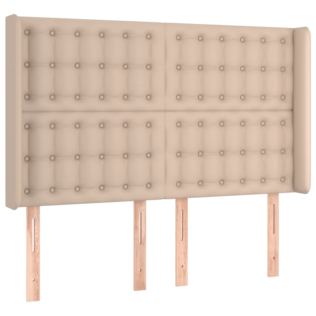 vidaXL Cama box spring colchón LED cuero sintético capuchino 140x200cm