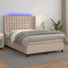 vidaXL Cama box spring colchón LED cuero sintético capuchino 140x200cm