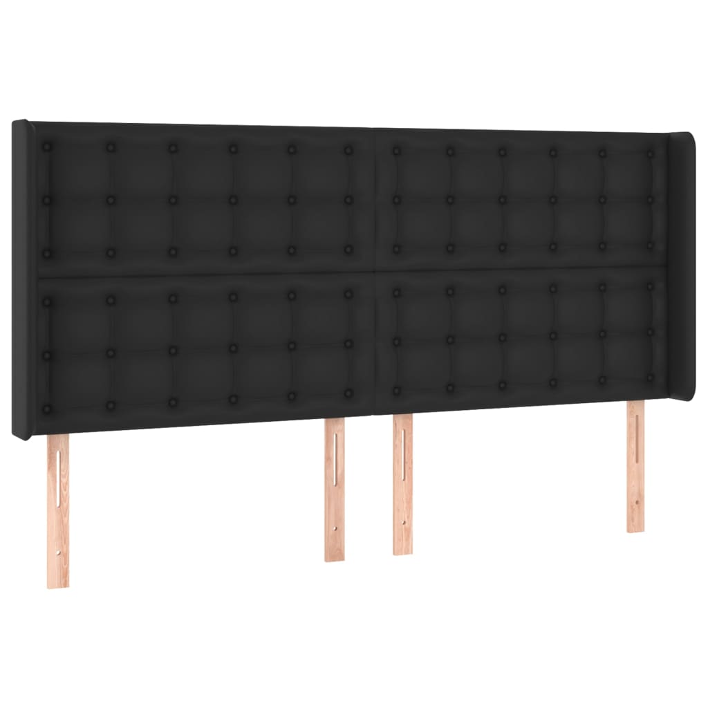 vidaXL Cama box spring colchón y LED cuero sintético negro 160x200 cm