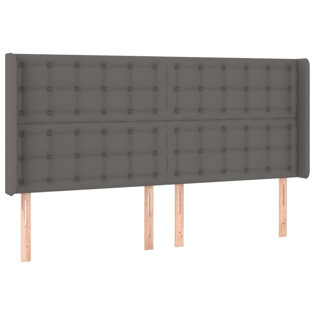 vidaXL Cama box spring colchón y LED cuero sintético gris 160x200 cm