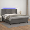 vidaXL Cama box spring colchón y LED cuero sintético gris 160x200 cm