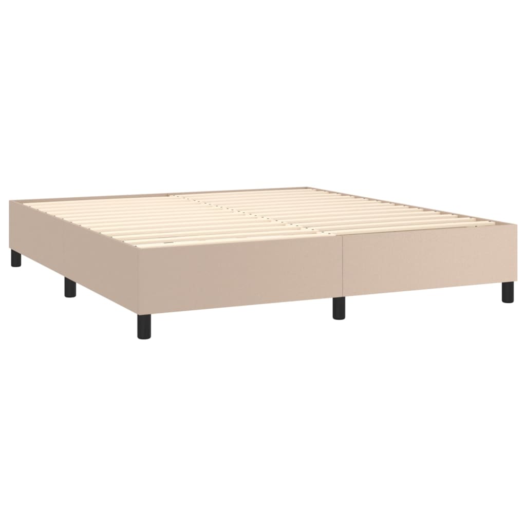 vidaXL Cama box spring colchón LED cuero sintético capuchino 180x200cm