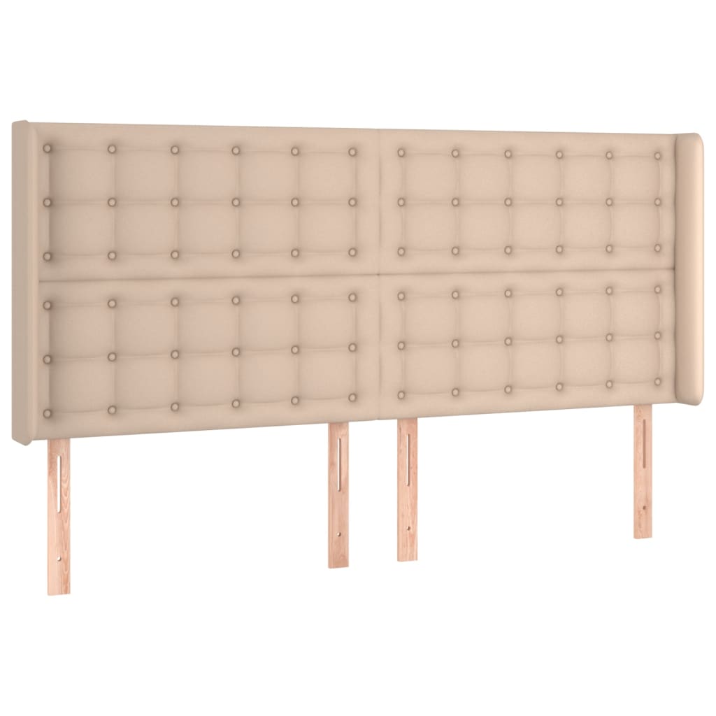 vidaXL Cama box spring colchón LED cuero sintético capuchino 180x200cm