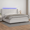 vidaXL Cama box spring colchón y LED cuero sintético blanco 200x200 cm