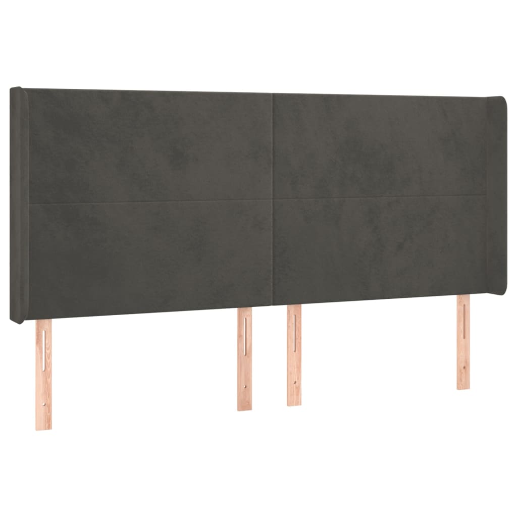 vidaXL Cama box spring colchón y LED terciopelo gris oscuro 160x200 cm