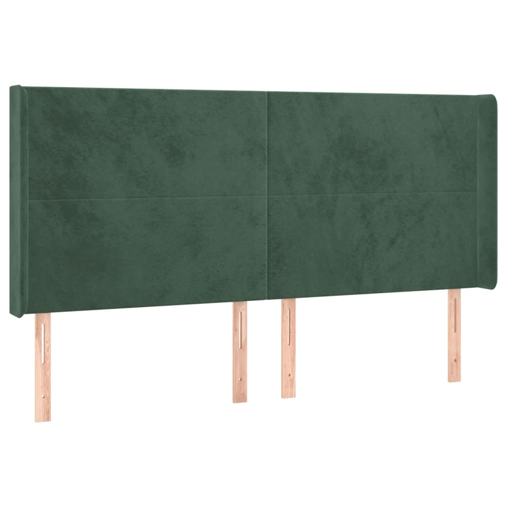 vidaXL Cama box spring colchón y LED terciopelo verde oscuro 200x200cm