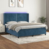 vidaXL Cama box spring colchón y LED terciopelo azul oscuro 160x200 cm