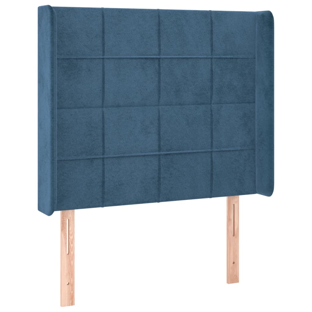 vidaXL Cama box spring colchón y LED terciopelo azul oscuro 80x200 cm