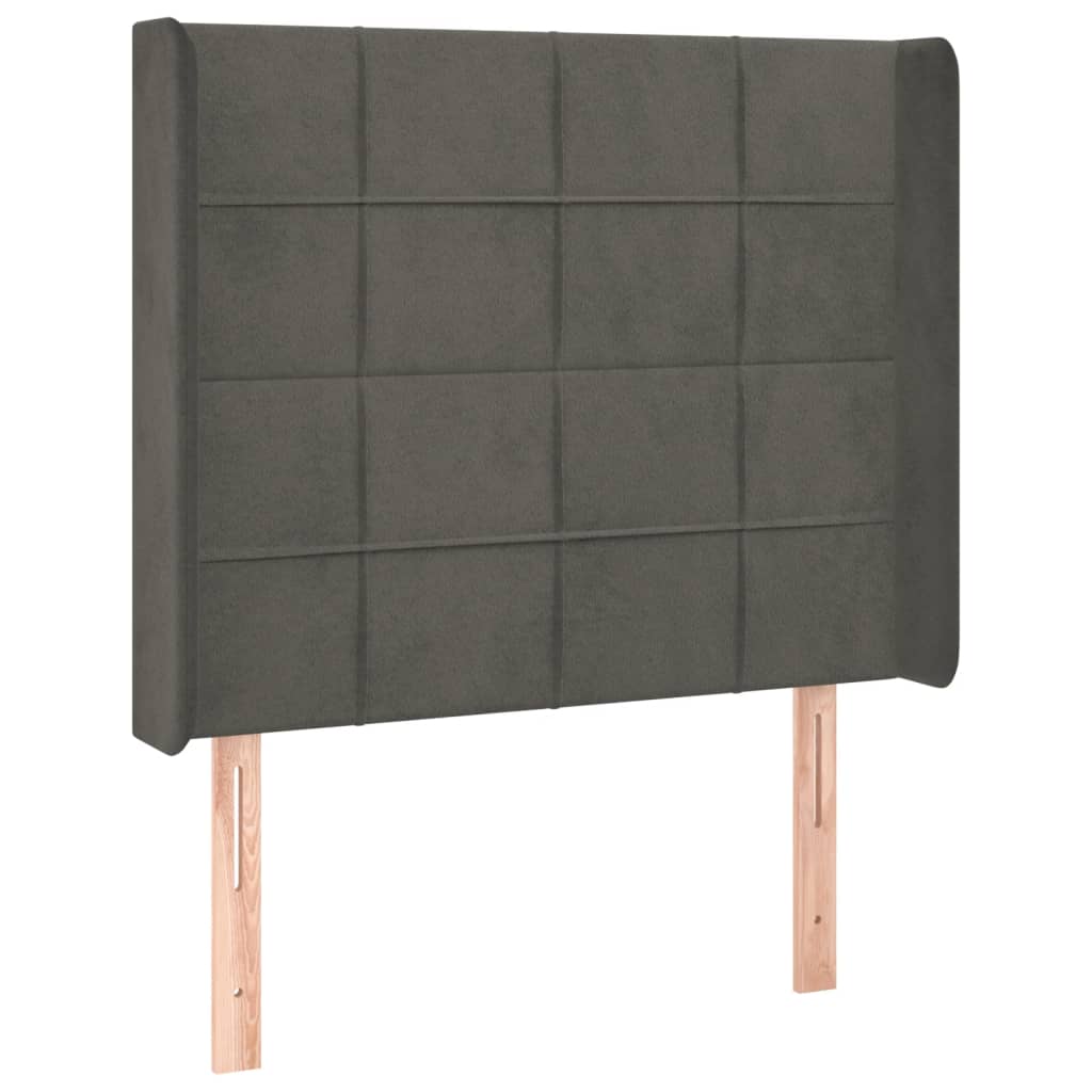 vidaXL Cama box spring colchón y LED terciopelo gris oscuro 90x190 cm