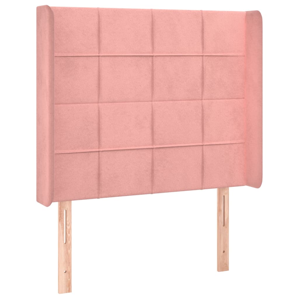 vidaXL Cama box spring colchón y LED terciopelo rosa 100x200 cm