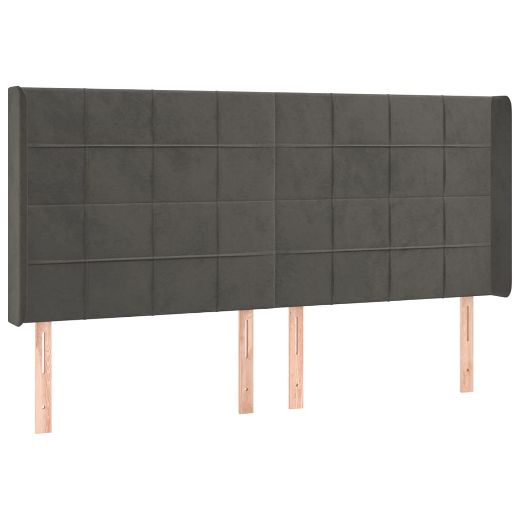 vidaXL Cama box spring colchón y LED terciopelo gris oscuro 160x200 cm